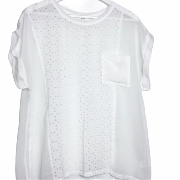 UMGEE USA White Sheer Light Relaxed Casual Top L - Picture 2 of 6